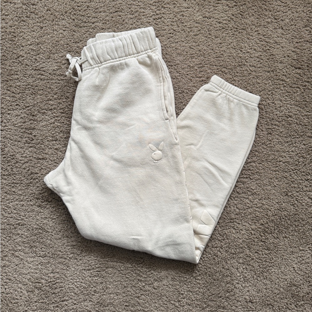 PLAYBOY Cream Sweatpants